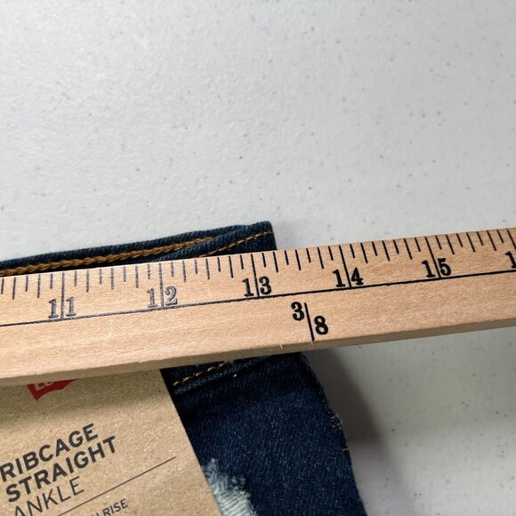 Levis Rib Cage Straight Ankle Jeans Womens 26 X 27 Button Fly Distressed Denim - Picture 11 of 13